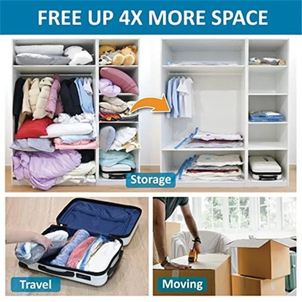 20 Pack Vacuum Storage Bags Jumbo Large Travel Compression w/ Pump